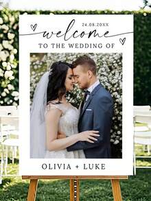 Cartel de bienvenida personalizado para boda, foto de boda personalizada, cartel minimalista para recepción de boda, arte de pared en lienzo, pósteres e impresiones, pintura de pared como regalo festivo, regalos para amigos - Multicolor - Ver 1