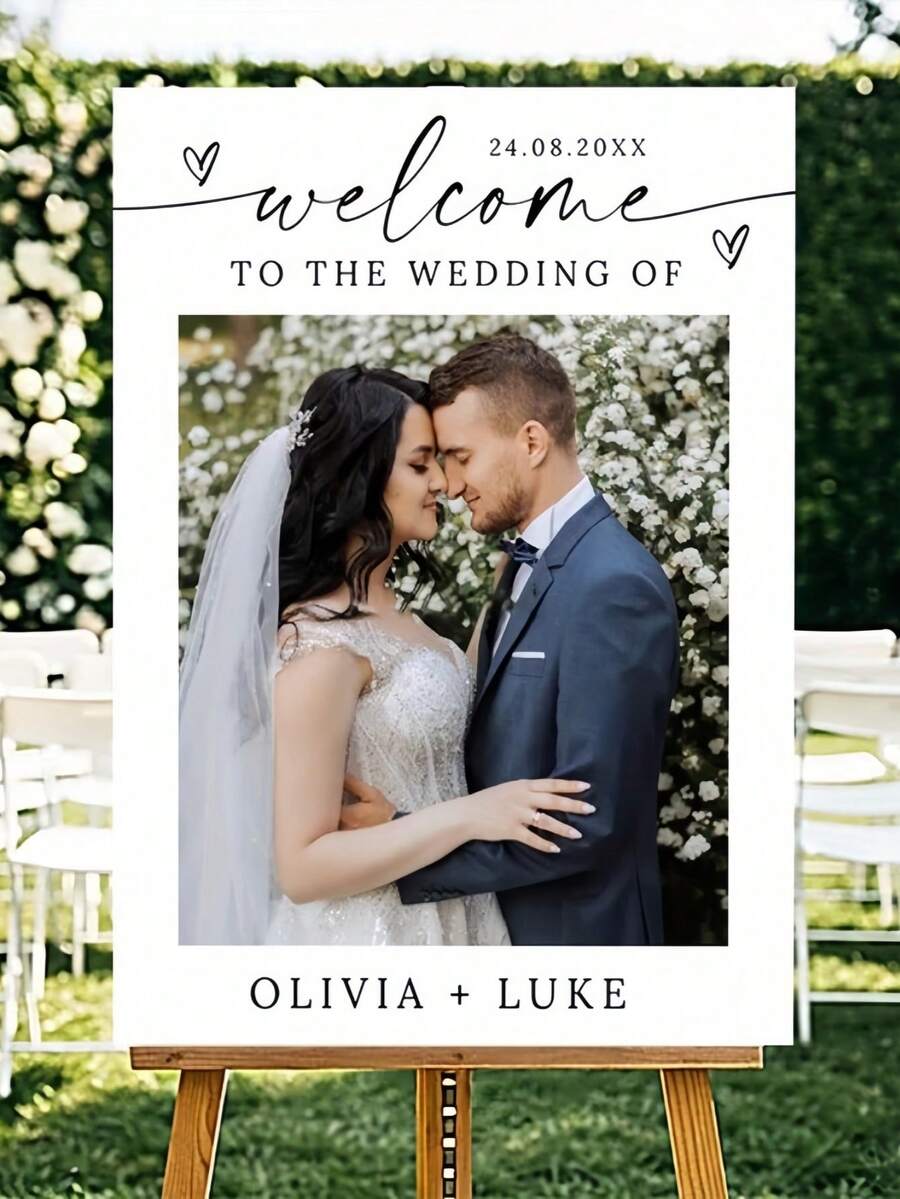 Cartel de bienvenida personalizado para boda, foto de boda personalizada, cartel minimalista para recepción de boda, arte de pared en lienzo, pósteres e impresiones, pintura de pared como regalo festivo, regalos para amigos - Multicolor - Ver 1
