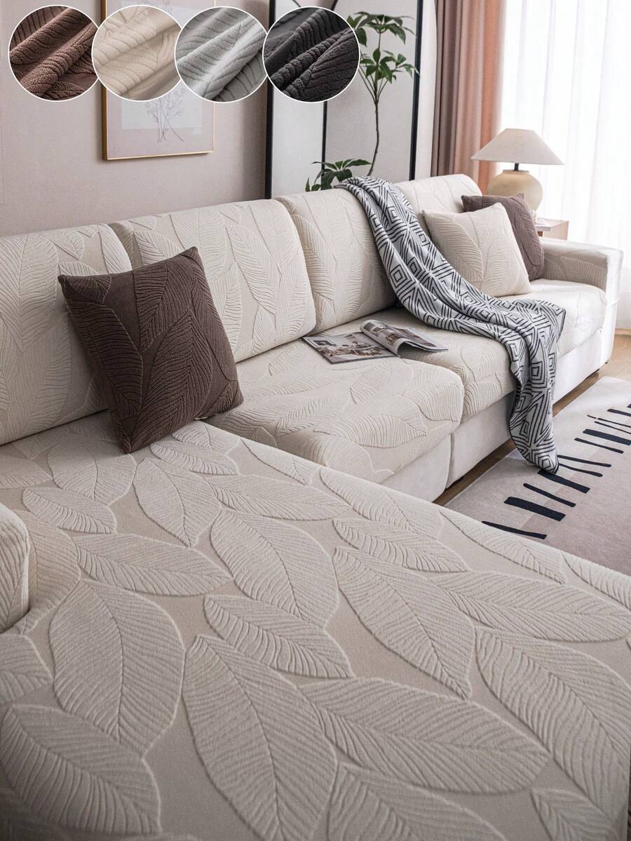 1件装毛绒提花防滑沙发座垫套，柔软亲肤，防宠物抓挠，弹性沙发套，适用于L型组合沙发和1/2/3/4座沙发，四季皆宜（单独出售）