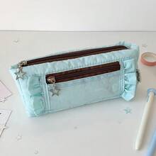 1个时尚日系纯色星星铅笔盒 学生文具桌面大容量收纳笔袋 可爱女生化妆包 礼物 - A - 查看 13