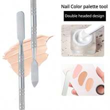 HMQ beauty Stainless Steel Foundation Make-Up Makeup Mixing Board Makeup Board Makeup Shovel Spatula Eye Shadow Nail Polish Makeup Tool - Silver - View 4