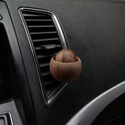 1个手工木制车载香薰机，天然黑胡桃木色，适用于汽车空调出风口，车载香氛精油扩散器，不含液体瓶（不含香精）