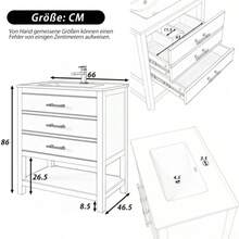 White Bathroom Vanity Unit With Ceramic Sink – Freestanding Bathroom Vanity Unit With 2 Drawers And Open Compartment, High-Quality MDF Board With Lacquered Finish, Gold Handles, Without Tap Or Drain - White - View 11