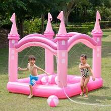 Teamson Giant Inflatable Pink Castle Wading Pool And Sprinkler For Beach Balls Included - As Pic - View 6