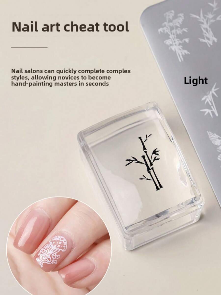 批发新款高透明度、超强粘性多功能转印印章工具 - 美甲可水洗小方硅胶印章 - 彩色 - 查看 1