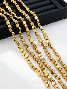1 Set Elegant Multilayer Glass Beaded Necklace, Unique Design Charming Necklace Suitable For Women's Daily Wear, Festivals, Parties - Gold - View 6