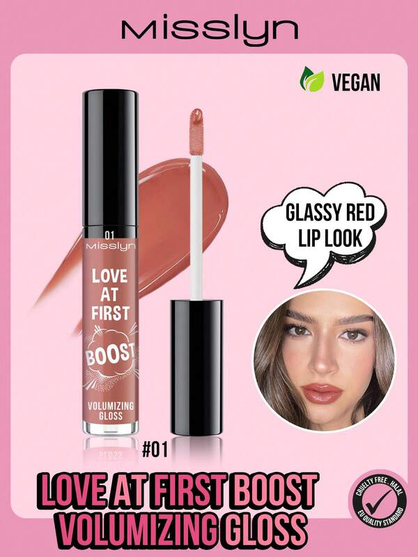 MISSLYN-Love At First Boost Plumping & Nourishing Lip Gloss, Moisturizing & Hydrating Lip Tint, Long-Lasting Nourishing Sweet Lip Gloss, Enhancing Shine, High Pigment Long-Lasting Lipstick, High Pigment Saturation And Instant Radiance, Glossy Texture