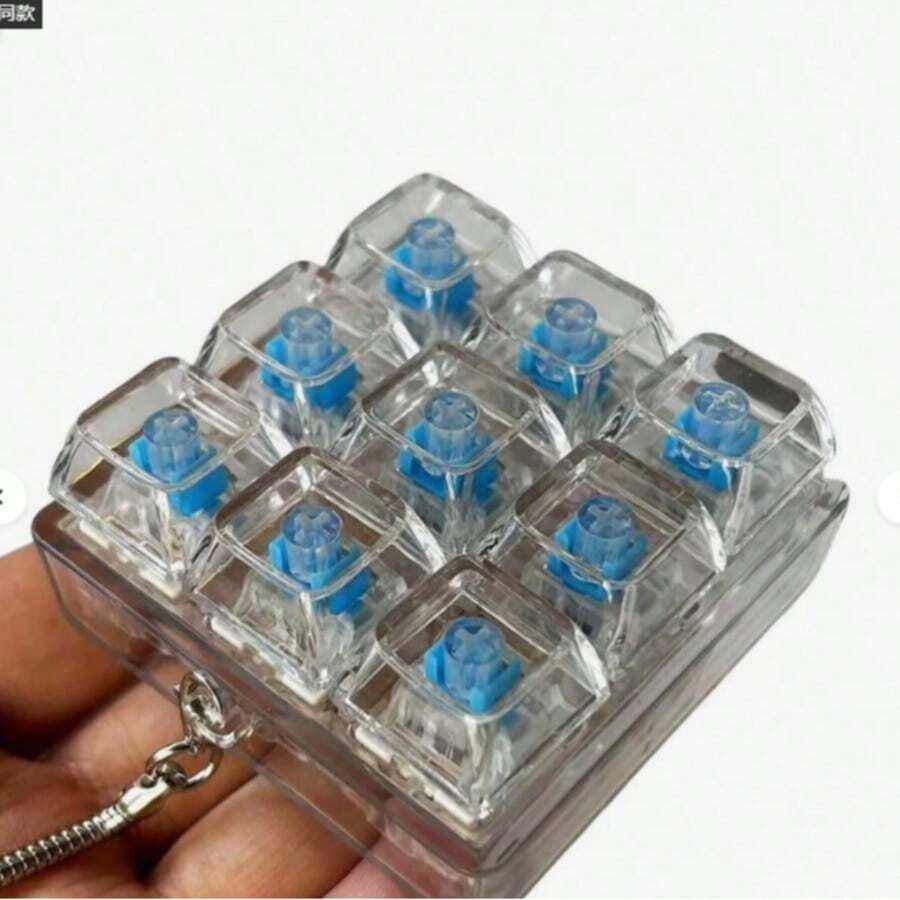 1pc Unique Keyboard Cap Finger Spinner Keychain - Mechanical Keyboard Shaped, Stress Relief, Unique Office Desk Toy And Small Gift - White - View 1