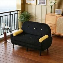Sofas & Couches - Black + Corduroy + Foam + Iron + Plastic + 2 Seat + Foam-1 - View 1