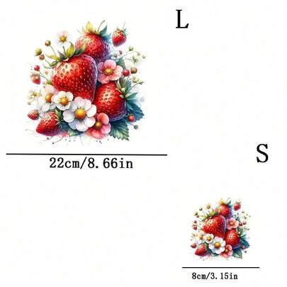 1pc/2pcs/3pcs Durable Long-Lasting Heat Transfer Strawberry Patch Stickers, For DIY T-Shirts, Sweatshirts, Jeans, Hoodies, Backpacks, Jackets, Handbags, Pillows