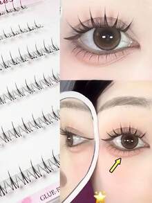 36 Clusters Dual-Style Self-Adhesive Fire Tip Lower Lashes – Natural Eye Look, Ideal For Daily, Work & Festive Occasions - C - View 7