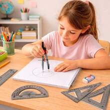 Juego Geometrico de 6 pcs Maped Inrompible + Compas - transparente - Ver 2