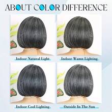 Peluca de corte pixie con degradado gris al 150% de densidad, peluca de cabello corto y elegante en capas para uso diario, de 8 a 12 pulgadas de color sal y pimienta con encaje frontal, sin pegamento y con línea del cabello natural - SGray - Ver 2