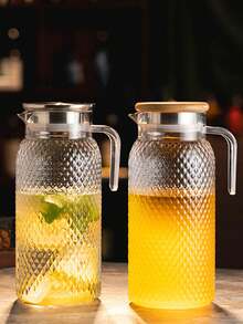 1pc Large Capacity Water Pitcher With Lid And Handle, Hammered Texture, Suitable For Juice, Herbal Tea, Milk, Hot And Cold Beverages, Great For Kitchen, Dining Room, Hotel, Picnic And More - Multicolor - View 9