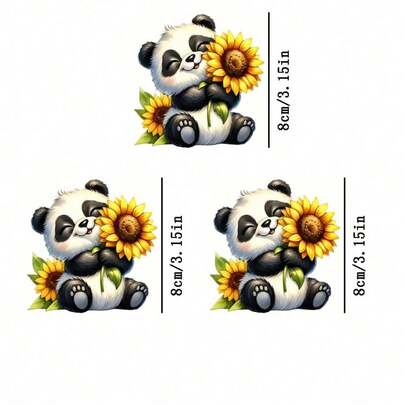 1 Stück/2 Stücke/3 Stücke süße Chrysanthemen & Panda Nationalschatz Tier Muster Bügelbilder, zum Selbermachen, geeignet für T-Shirts, Kissen Dekoration, Rucksäcke, Sofakissen, Hosen, Sofabezüge, wasserfest & lichtecht