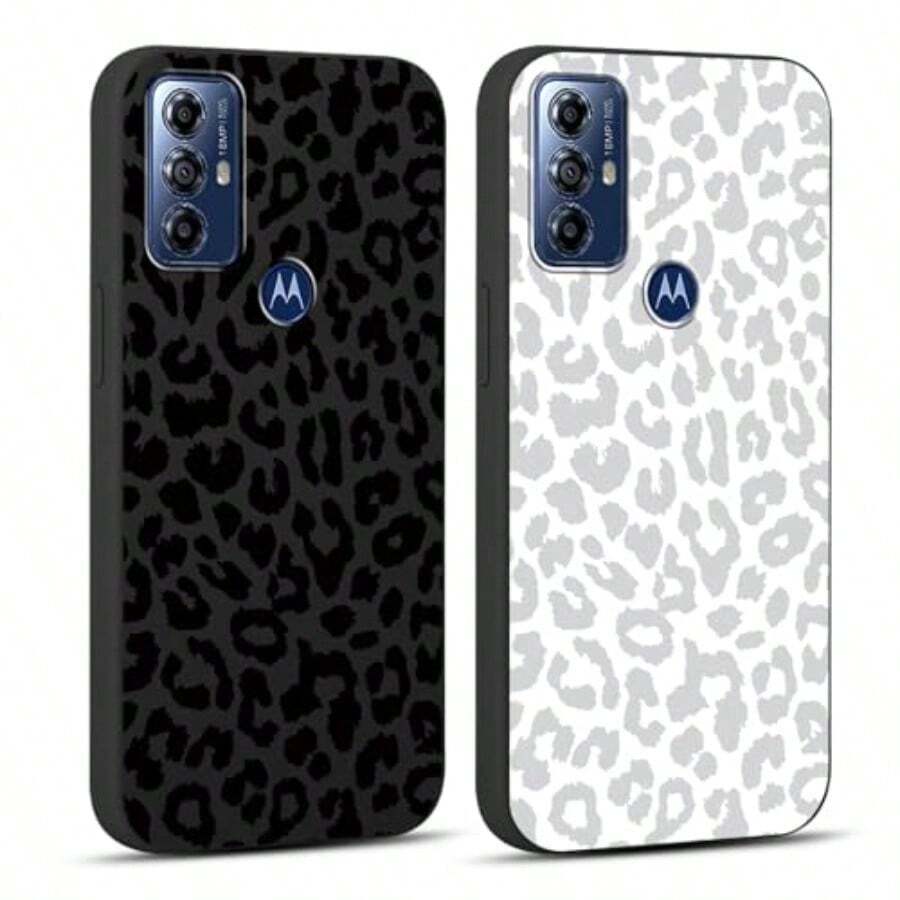 CoversRUMDEY 2 Pack Cute Cheetah Print For  Moto G Play 2023 Phone Case 6.5" Luxury Pard Pattern Design Cases Soft Silicone TPU Shockproof Protective Bumper Cover For Women Girls - Black And White - 豹 - 查看 1