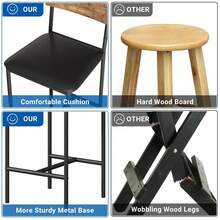 Juego de Comedor para 2 Personas Mesa Alta con Bancos Acolchados Set de Mesa de Cocina con Estantes de Almacenamiento para Espacios Pequeños - Marrón - Ver 6