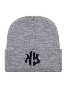 1顶Y2K风格“La Earth”刺绣针织滑雪帽，户外保暖针织帽，休闲百搭冬季保暖帽，适合日常通勤和秋季穿搭 - LA - 查看 19