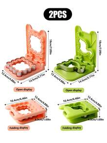 1 Stück quadratischer Blumen-Rand Edelstahl Sandwich Ausstecher Form, Dinosaurier-Rand Brot Ausstecher Form, Heim-DIY Backwerkzeug Toaster Clip, Brot Formgebungsform, praktisch, langanhaltend und einfach zu reinigen, geeignet zum Backen von Gebäck - Verschiedenfarbig - Übersicht 2