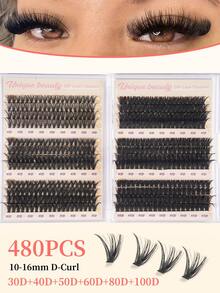 480Clusters Individual Cluster Lashes DIY Lash Extension Crossed Wispy Soft Daily Cluster Lashes Thin Band Natural False Eyelashes Lash Clusters, Eyelash Clusters, Individual Eyelashes, Lashes, Fake Lashes - D - View 3