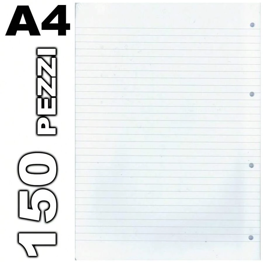 OISE ART STORE 150 Fogli Forati Per Quaderni Anelli Quaderno A4 A Righe 1r 60gr Scuola Ufficio - - Multicolore - Visualizzare 1
