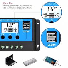 Y&H チャージコントローラー 12V/24V ソーラーチャージャー充電コントローラー 電流ディスプレイ液晶 負荷タイマー、過負荷保護、多機能調整機能などの保護機能を備えたデュアル USB ポート 家の積載量 庭の街灯 キャンピングカー 鉛蓄電池およびリチウムイオン電池に対応 - ブルー-RBL-10A - チェックする 3