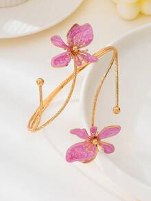 1件不规则形状花朵臂环，女士款，时尚百搭，适合夏季派对、婚礼、度假、返校季、新年等场合，也是馈赠亲朋好友的理想礼物。 - 黑色 - 查看 6