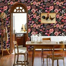 1卷波西米亚风花卉自粘壁纸 - 可撕贴可移除壁纸，彩色花卉图案，复古农舍风格，宽17.32英寸，装饰墙贴，家居装饰DIY贴纸，客厅装饰及配件，厨房壁纸，美观壁纸，租房者适用自粘壁纸，节日装饰壁纸 - 花卉 - 查看 7