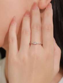 1pc 925 Sterling Silver Minimalist Geometric Triangle Ring, Fashionable Elegant Party Gift For Women - Silver - View 2