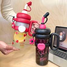 Large Capacity Water Tumbler For Women, Ice Tumbler With Tea Infuser And Transparent Straw - .YS-8033 Yellow - View 3