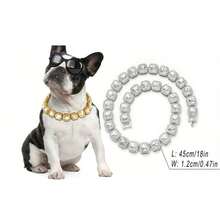 2pcs Luxury Hip Hop Pet Cuban Chain, Dog Rhinestone Necklace, Pet Alloy Collar Accessories, Hip Hop Style Decor, Suitable For Daily Wear And Parties - Multicolor - View 16
