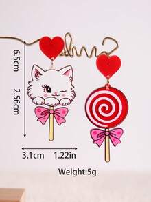 Pink Snail 手工串珠耳环，可爱卡通卡哇伊风格耳环，时尚配饰 - 棒棒糖造型，动物情侣亚克力树脂水滴耳环，适合女性和女孩，夏季冬季假日海滩派对礼物，情人节情侣礼物 - 棒棒糖 - 查看 3