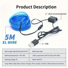 500cm/196.85in Cold Light Cable Decorative Car Interior LED Strip Ambient Lighting Car Interior Decoration Lights - A - View 8