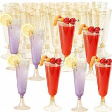 5oz Reusable Clear Plastic Champagne Flutes, Long Stem, Wedding Party Cocktail Glasses - Multiple Colors/random Styles - View 7