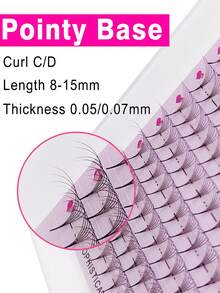 15 pares de extensiones de pestañas postizas precurvadas 3D 6D 10D 12D 14D 16D con base puntiaguda, efecto de pestañas de visón sintético esponjoso y rizado, hechas a mano - D - Ver 6