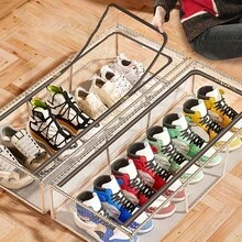 1pc Contemporary Rectangle Shoe Organizer Box With Steel Frame Support 2 Removable Windows Multipurpose Storage For Sports Shoes High Heels Men Women Under-Bed Home Organization Essential | 24-Hour Shipping - trắng - Xem 7