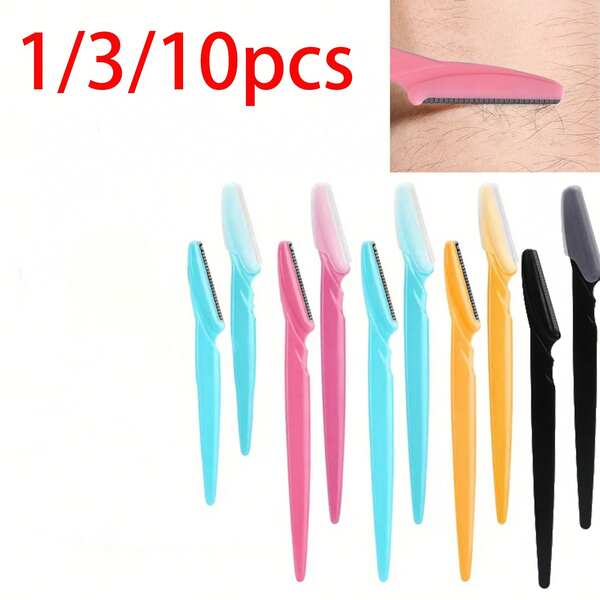1pc/3pcs/10pcs Multi-Function Facial Hair Trimmer, Suitable For Women And Men - Stainless Steel Trimmer With Safety Guard, For Eyebrows, Body, Face, Bikini Area, Etc. (Bottle Not Included) Eyebrow Trimmer Set, Eyebrow Trimmer