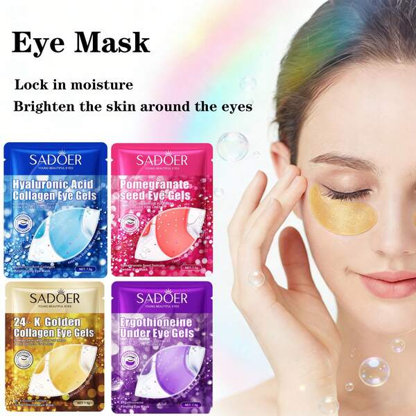 5/10 piezas Máscaras para los ojos con ácido hialurónico, que aprietan y iluminan el área de los ojos, protegen los ojos, reducen la hinchazón y las ojeras, blanquean y humectan, adecuadas tanto para hombres como para mujeres.