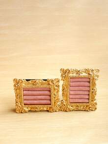 1pc Gold Vintage Embossed Ring Jewelry Tray, Elegant Home French Vintage High-End Jewelry Pearl Earrings Ring Display Stand, Suitable For Wedding Birthday Party Accessories Holder Photo Props - 彩色 - 查看 31