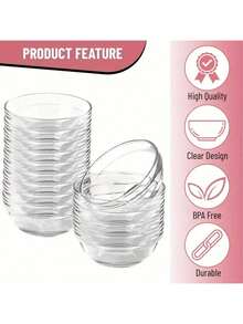 10pcs Transparent Glass Small Bowls, Kitchen Spice Plates, Soy Sauce Plates, Vinegar Plates, Garlic Dipping Bowls, Suitable For Gatherings, Snacks, Food - Transparent - View 2
