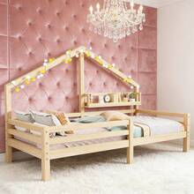 Kids Bed Frames, Headboards & Footboards - Natural + Pine + 90cm*200cm - View 1