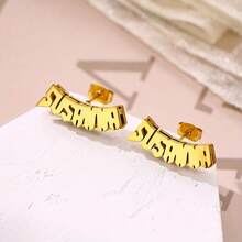 Custom Name Double Layer Earrings ,Personalized Heart Crown 3D Nameplate Earrings, Fashion Women's Earrings, Suitable For Daily, Anniversary Gift - Gold - View 16