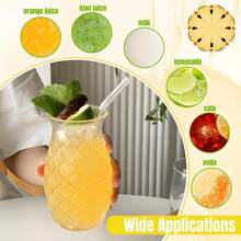 4pcs Pineapple Glass Set, Stylish Glass Containers, Comes With 4 Straws, Suitable For Parties, Holidays, Bars, And As A Gift For Your Girlfriend. - 4 Transparent Pieces - View 3