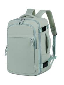 1pc Large Capacity Lightweight Travel Backpack, Women's Work Bag, Portable With Luggage Strap Design. College Style Backpack With Shoe Compartment. Waterproof Business Large Capacity Daily/Weekend Bag, TSA Compliant, With USB Charging Port. - Green - View 4