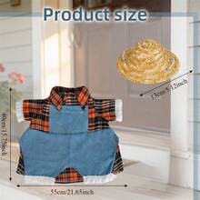 Porch Goose Farmer Outfit, Cute Overall Costume With Straw Hat For Lawn Goose Statue Patio Decoration - 多色 - 查看 5