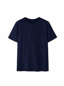 Women's New Summer Letter Print Round Neck Short-Sleeve T-Shirt, Casual Loose Versatile Top, Stylish Daily Wear - Dark Blue - View 4