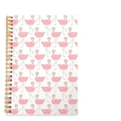 1pc Feminine Flamingos A5 Spiral Notebook Notebook, School Supplies, White/Pink