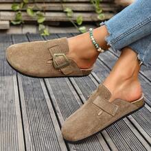 女士铜扣穆勒鞋，复古风格平底拖鞋，休闲优雅百搭凉鞋，适合日常穿着，四季皆宜。 - 卡其色 - 查看 3