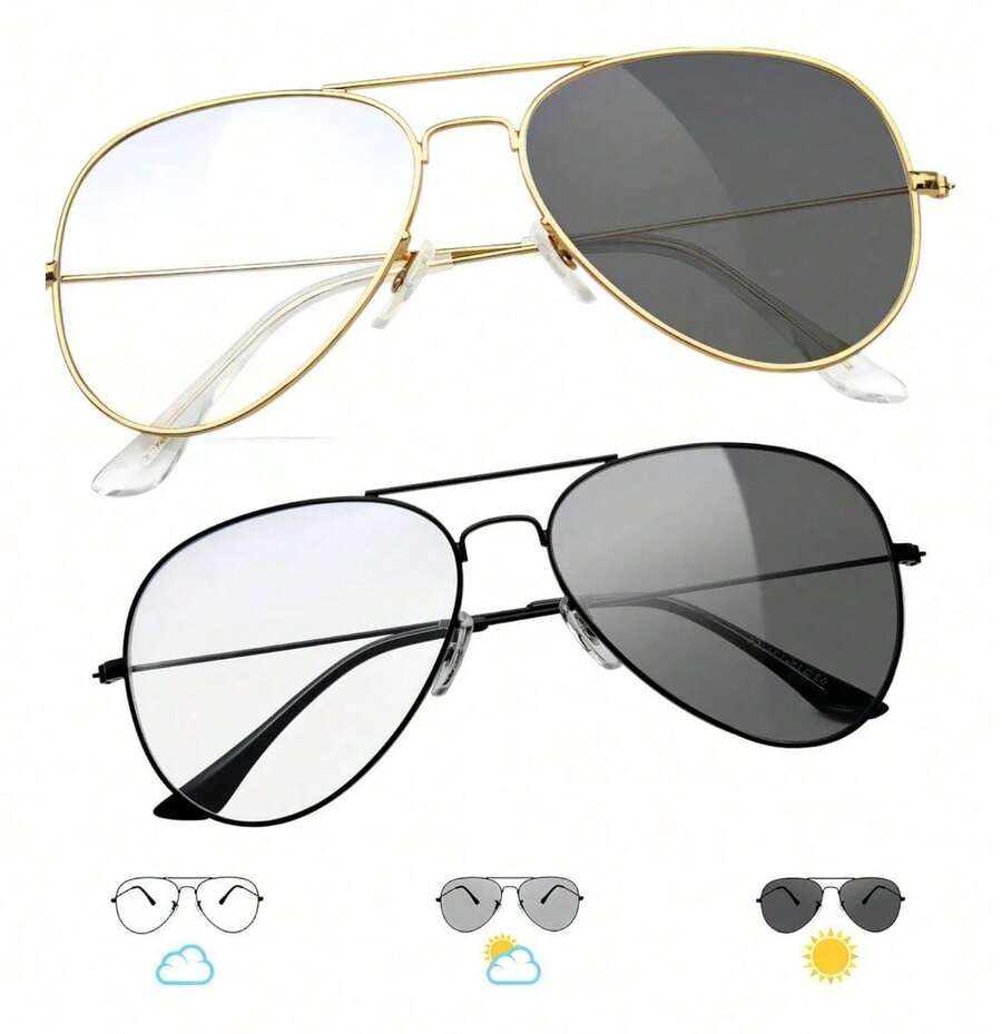 2 Lentes Fotocromáticos Par Computadora Anti Luz Azul Pf6169 - Negro - Ver 1