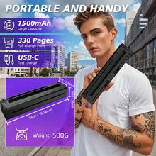 Portable Printers Wireless For Travel, Support 8.8" X 33" US Letter, Bluetooth Thermal Printer Compatible With IOS, Android & Laptop, Inkless Mobile Printer For Office, Home, School - 白色 - 查看 11